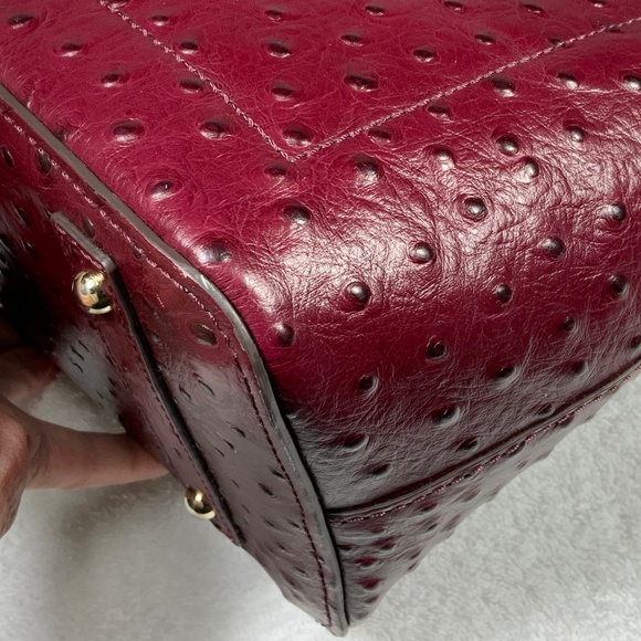 Dooney & Bourke Ostrich Domed Satchel - Cranberry - Picture 9 of 16